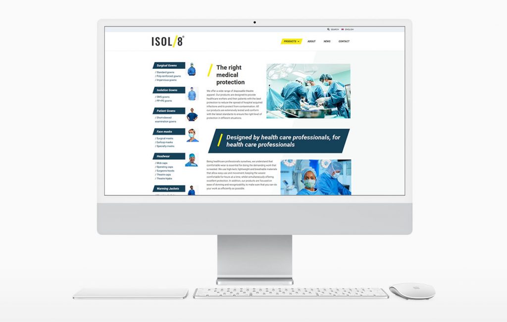 ISOL8 Healthcare Website on iMac screen