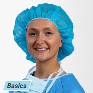 Surgeon wearing basics bouffant cap